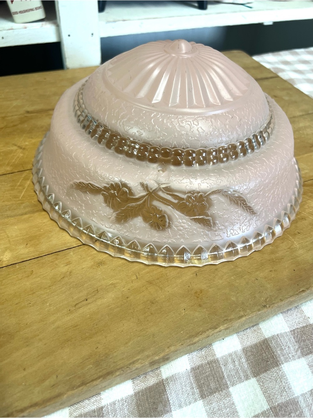 Vintage pink glass ceiling light fixture shade art decor granny core replacement
